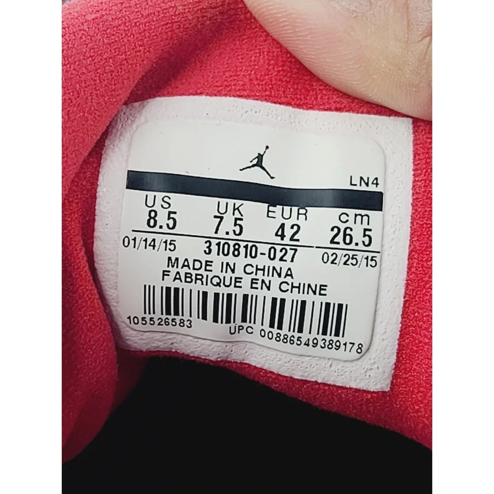 Jordan Leather/Suede Retro Sneakers, Men's Size 8.5, Black/Red Color‎